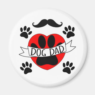 Hund Pappa Tass och Röda hjärtat Teckning Magnet