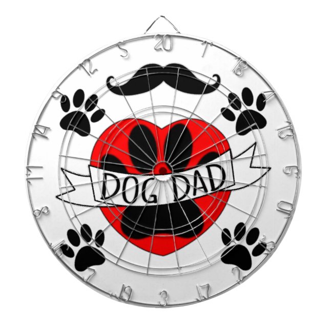 Hund Pappa Tass och Röda hjärtat Teckning Piltavla (Framsidan)
