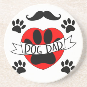 Hund Pappa Tass och Röda hjärtat Teckning Underlägg