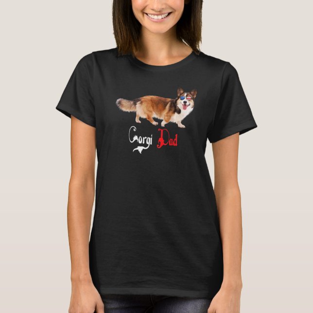 Hund Pappa Valp Pappa Corgi T Shirt (Framsida)