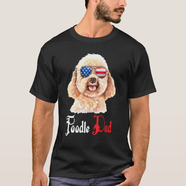 Hund Pappa Valp Pappa Pudel T Shirt (Framsida)
