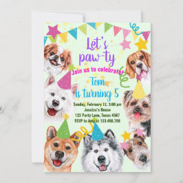 Hund party födelsedagsinbjudan inbjudningar
