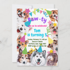 Hund party födelsedagsinbjudan inbjudningar