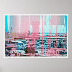 Hund patchera Panorama i staden San francisco Poster