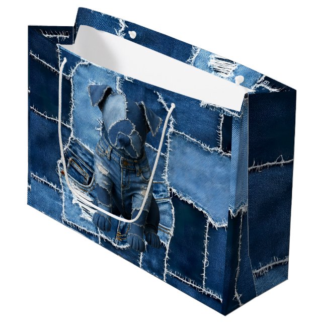 Hund Patchwork Art Denim (Framsidan Vinklad)