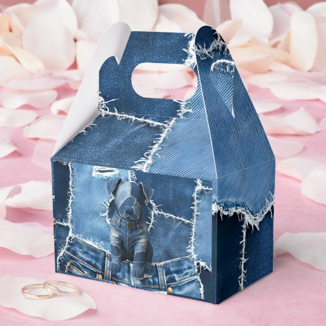 Hund Patchwork Art Denim Presentaskar (Bröllop)