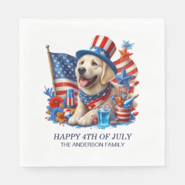 Hund Patriotic Top hat Rött vitt blått Stars Rand Pappersservett