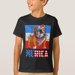 Hund Patriotic Usa 4 juli Amerikanska Flagga Meric T Shirt