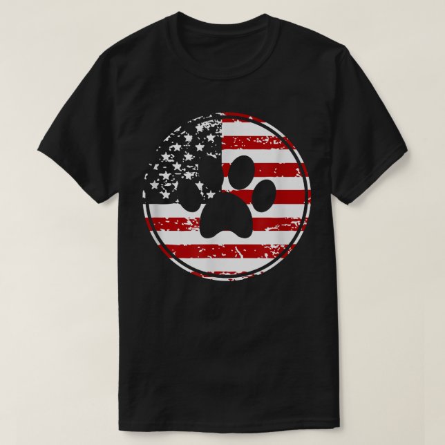Hund Paw Print American Flagga USA Patriotic 2  T Shirt (Design framsida)