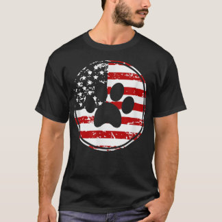 Hund Paw Print American Flagga USA Patriotic 2  T Shirt