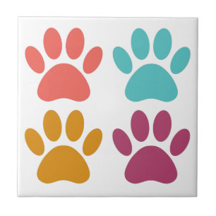 Hund Paw Print Coola Färg Kakelplatta