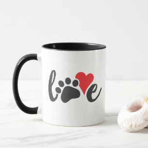 Hund Paw Print Heart Mugg