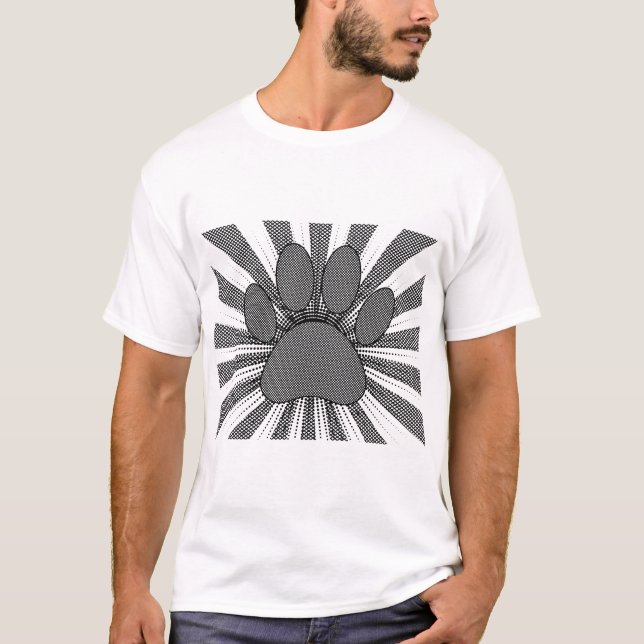 Hund Paw Print Manga Stil T Shirt (Framsida)