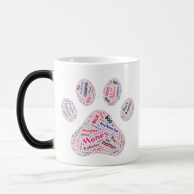 Hund Paw Print Ord Art Magisk Mugg (Vänster)