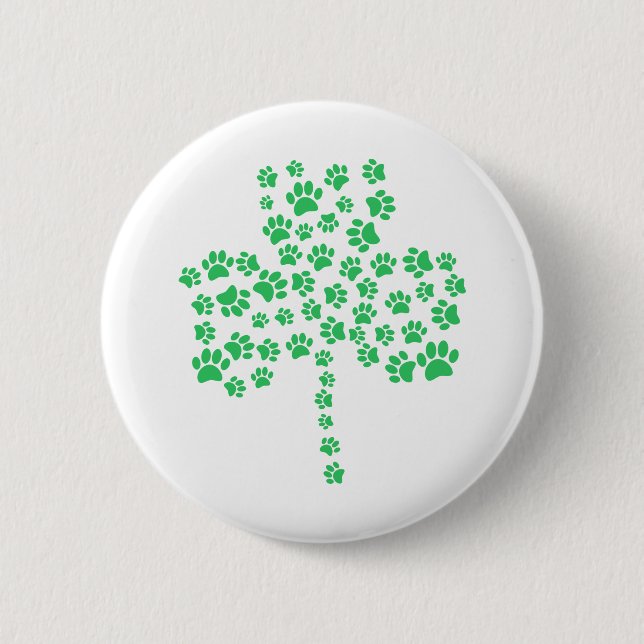 Hund Paw Print Shamrock Knapp (Framsida)