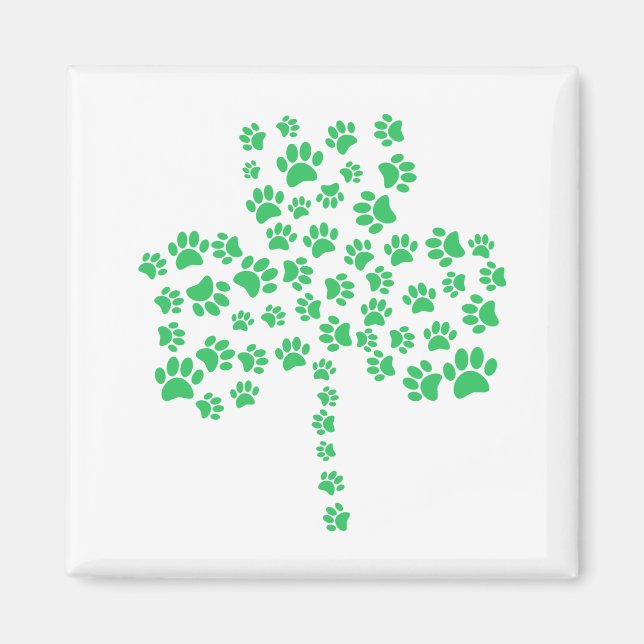 Hund Paw Print Shamrock Magnet (Framsidan)