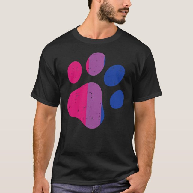 Hund Paw Skriv ut HGBTQ Bisexual Flagga Bi Hund T Shirt (Framsida)