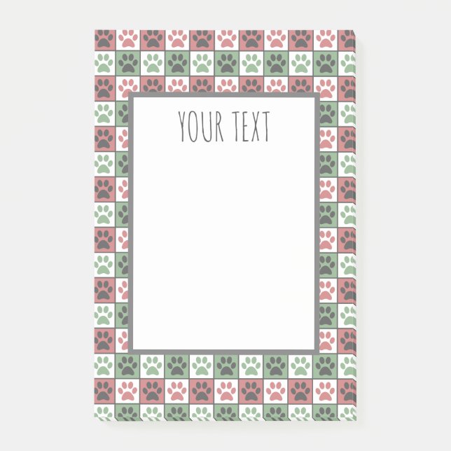 Hund Paw Skriv ut Mönster Post-it Block (Framsida)