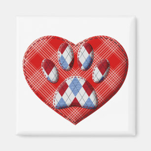 Hund Paw Skriv ut och Red Heart Teckning Magnet