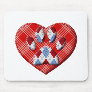 Hund Paw Skriv ut och Red Heart Teckning Musmatta