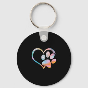 Hund Paw Skriv ut Psychedelic Tie Dye English Bull Nyckelring