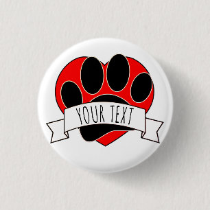 Hund Paw Skriv ut Red Heart-banderoll Knapp