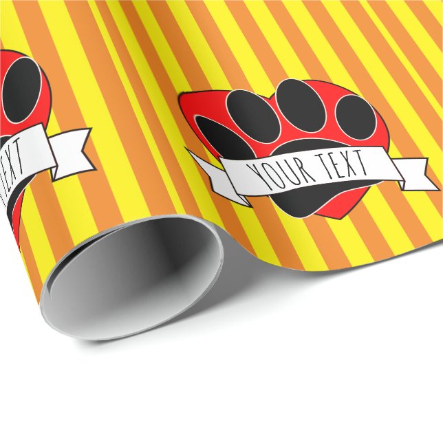 Hund Paw Skriv ut Red Heart-banderoll Presentpapper (Rullad Hörn)