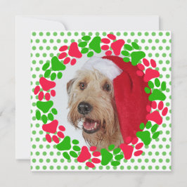Hund Paw Skriv ut rött och Grönt andedräkt i Julkort