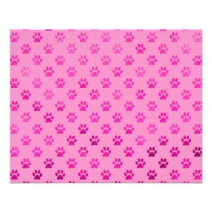 Hund Paw Skriv ut "Shock rosa" Rosa Bakgrund Metal Fototryck