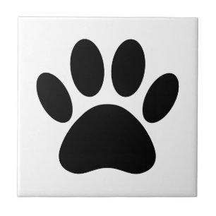 Hund Paw Skriv ut svart och vitt Kakelplatta