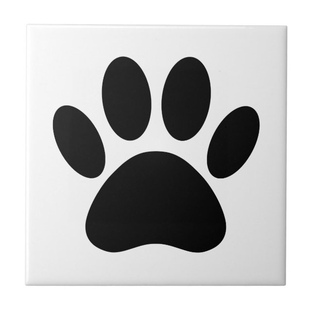 Hund Paw Skriv ut svart och vitt Kakelplatta (Framsidan)
