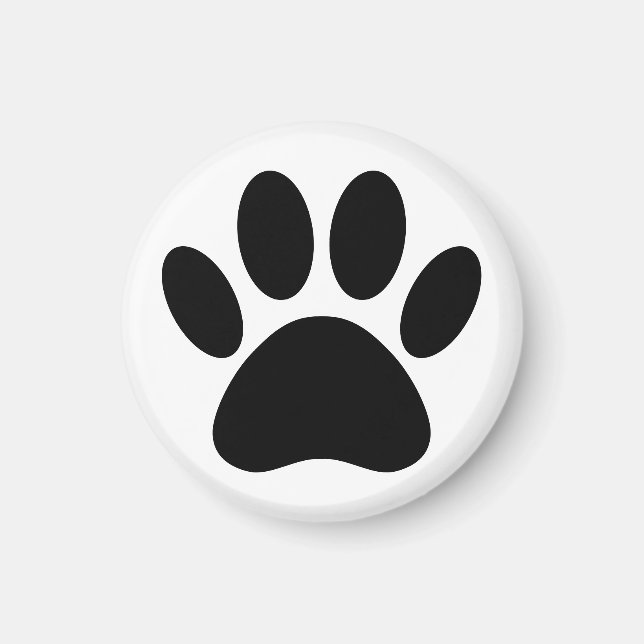 Hund Paw Skriv ut svart och vitt Magnet (Framsidan)