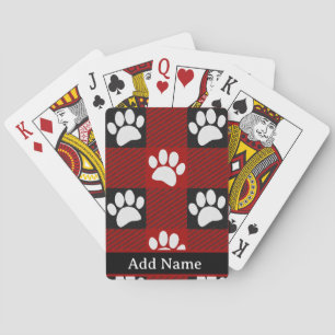 Hund Paw-utskrift, buffel, färgad och röd Casinokort