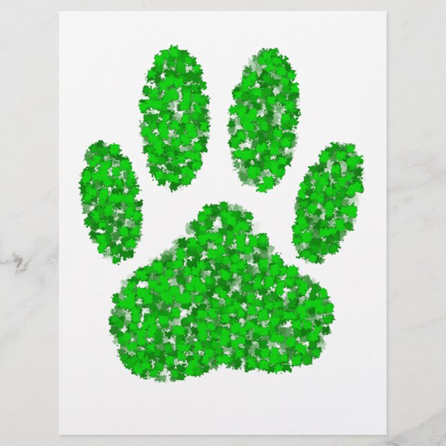 Hund Paw-utskrift för grönt Foliage (Framsida)