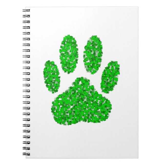 Hund Paw-utskrift för grönt Foliage Anteckningsbok (Framsidan)