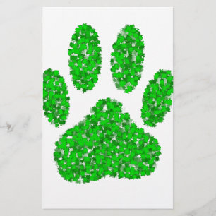 Hund Paw-utskrift för grönt Foliage Brevpapper