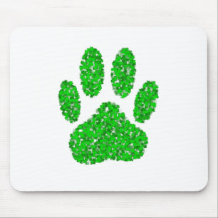 Hund Paw-utskrift för grönt Foliage Musmatta