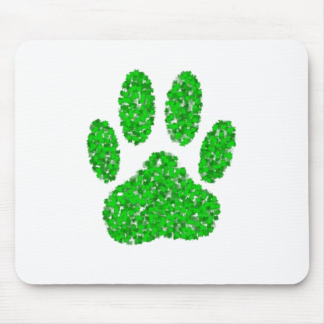 Hund Paw-utskrift för grönt Foliage Musmatta (Framsidan)