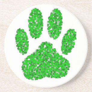 Hund Paw-utskrift för grönt Foliage Underlägg