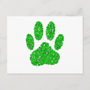 Hund Paw-utskrift för grönt Foliage Vykort