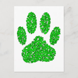 Hund Paw-utskrift för grönt Foliage Vykort