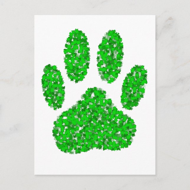 Hund Paw-utskrift för grönt Foliage Vykort (Framsida)