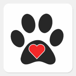 Hund Paw-utskrift Fyrkantigt Klistermärke