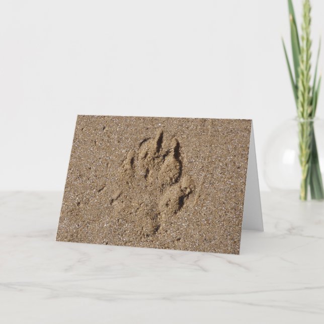 Hund Paw-utskrift i Sand Kort (Framsida)
