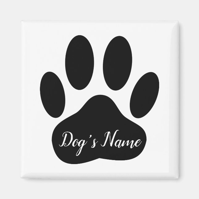 Hund Paw-utskrift med anpassad keramisk namnplatta Magnet (Framsidan)
