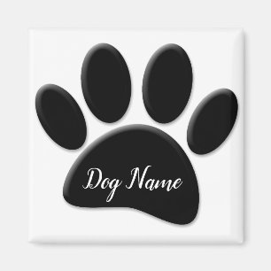Hund Paw-utskrift med Anpassningsbar Doggie Namn Magnet