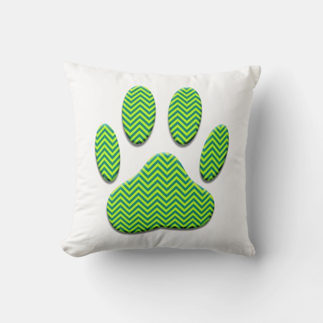 Hund Paw-utskrift med Chevron Mönster Kudde (Framsida)