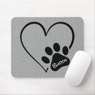 Hund Paw-utskrift med Heart Polka dots Musmatta