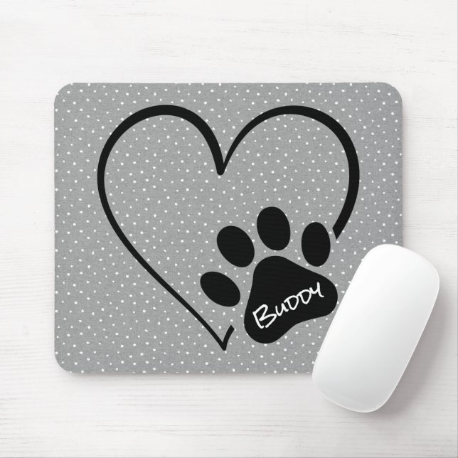 Hund Paw-utskrift med Heart Polka dots Musmatta (Med mus)