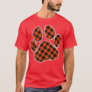 Hund Paw-utskrift med svart och Orange, buffelpapp T Shirt